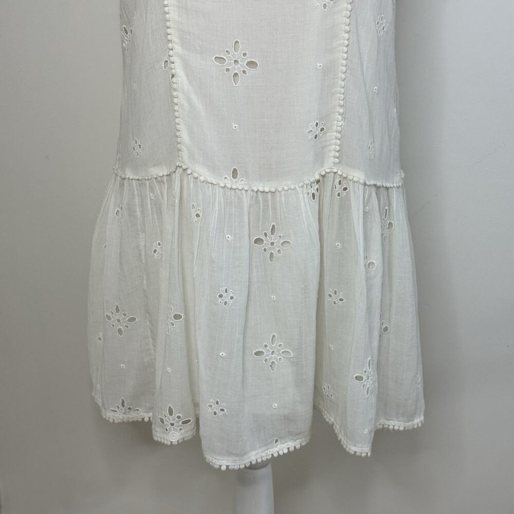 NWT Aerie Eyelet Shift Mini Sundress Size M White Lined Adjustable Straps Ruffle - Picture 4 of 14